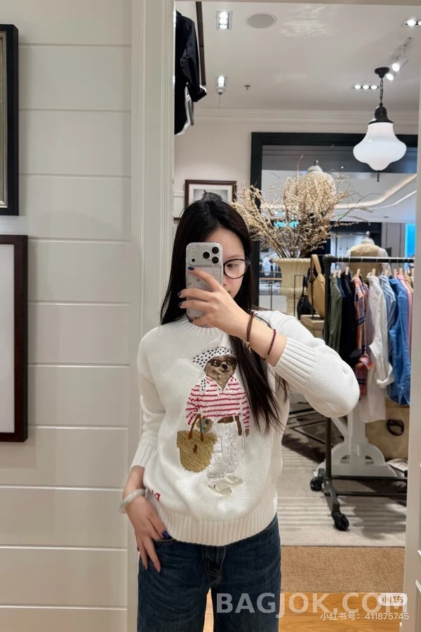 폴로 랄프 로렌 폴로 랄프레론 반다나 곰 자수 니트 상세 이미지