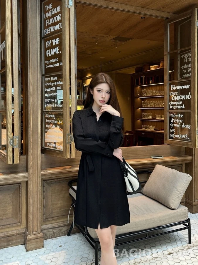 에르메스 에르메스 자카드 카라 벨티드 원피스 상세 이미지
