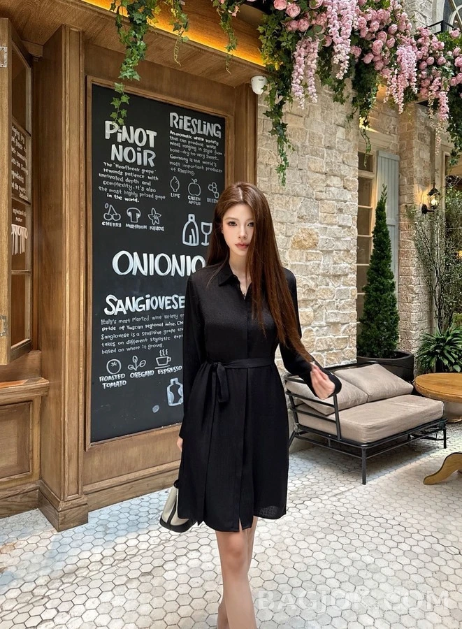 에르메스 에르메스 자카드 카라 벨티드 원피스 상세 이미지