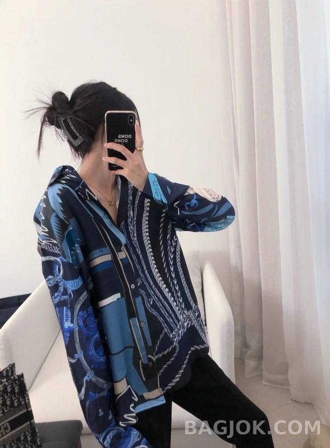 에르메스 에르메스 멀티 프린트 실크 셔츠 상세 이미지