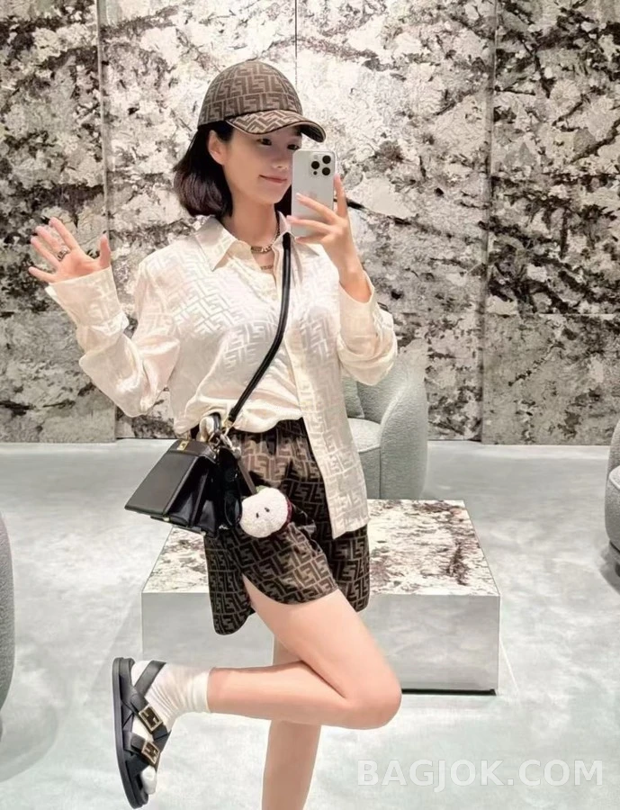 펜디 펜디 로고 자카드 사틴 셔츠 상세 이미지