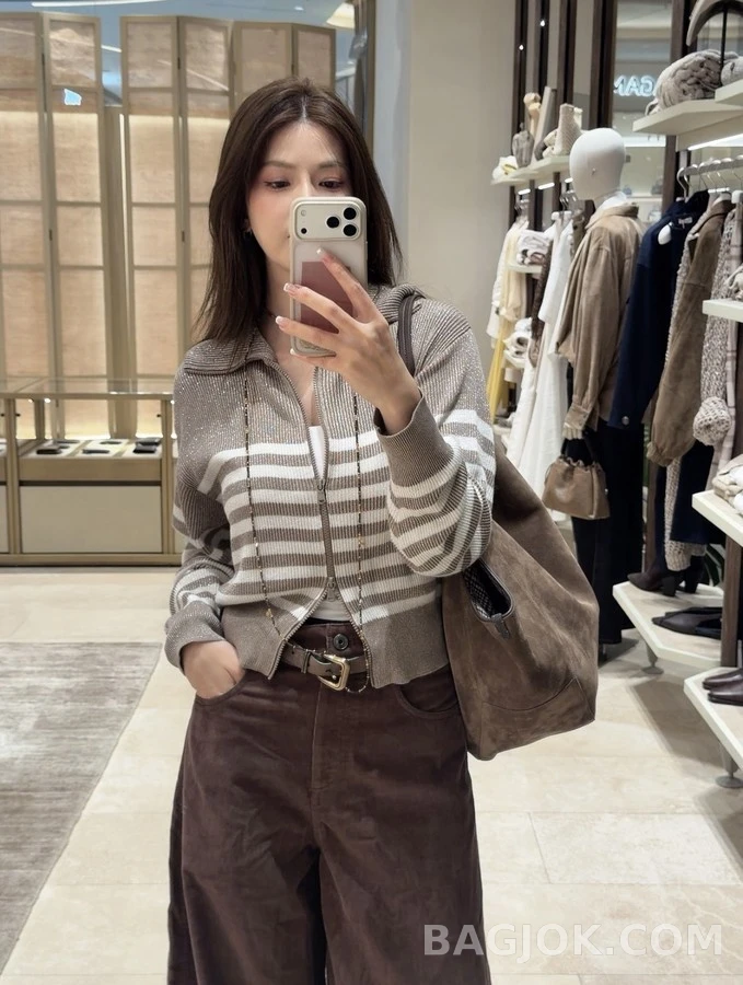 브루넬로 쿠치넬리 브루넬로 쿠치넬리 스트라이프 양방향 지퍼 가디건 상세 이미지