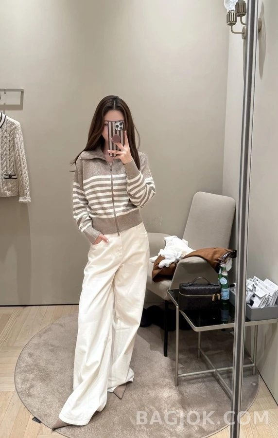 브루넬로 쿠치넬리 브루넬로 쿠치넬리 스트라이프 양방향 지퍼 가디건 상세 이미지