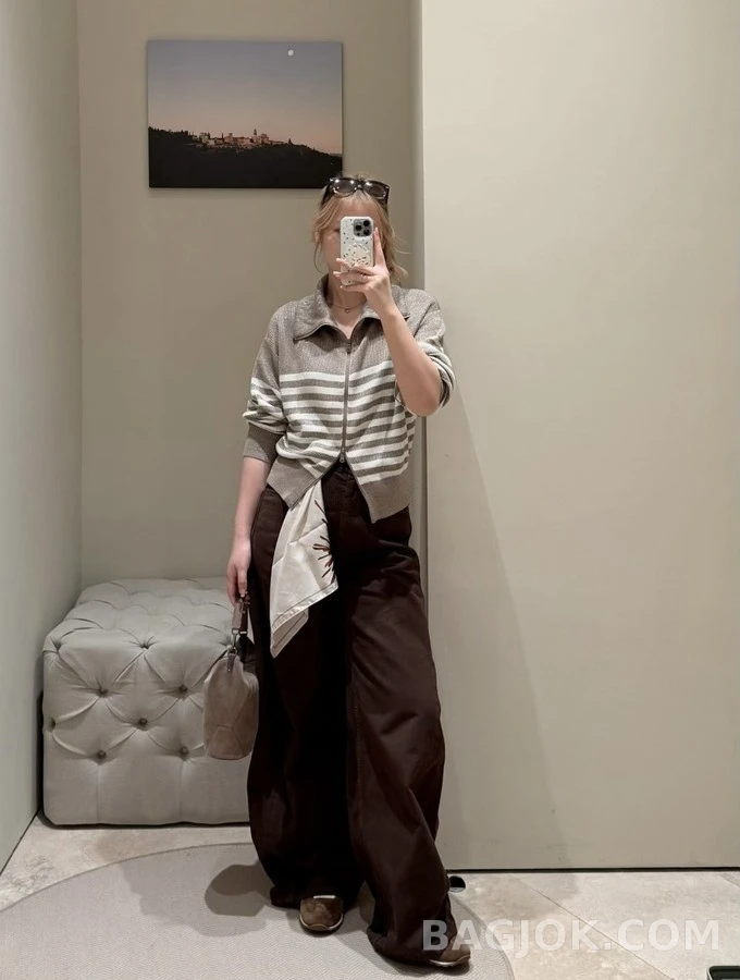 브루넬로 쿠치넬리 브루넬로 쿠치넬리 스트라이프 양방향 지퍼 가디건 상세 이미지