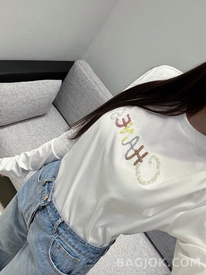 샤넬 샤넬 컬러 진주 자수 긴팔 티셔츠 상세 이미지