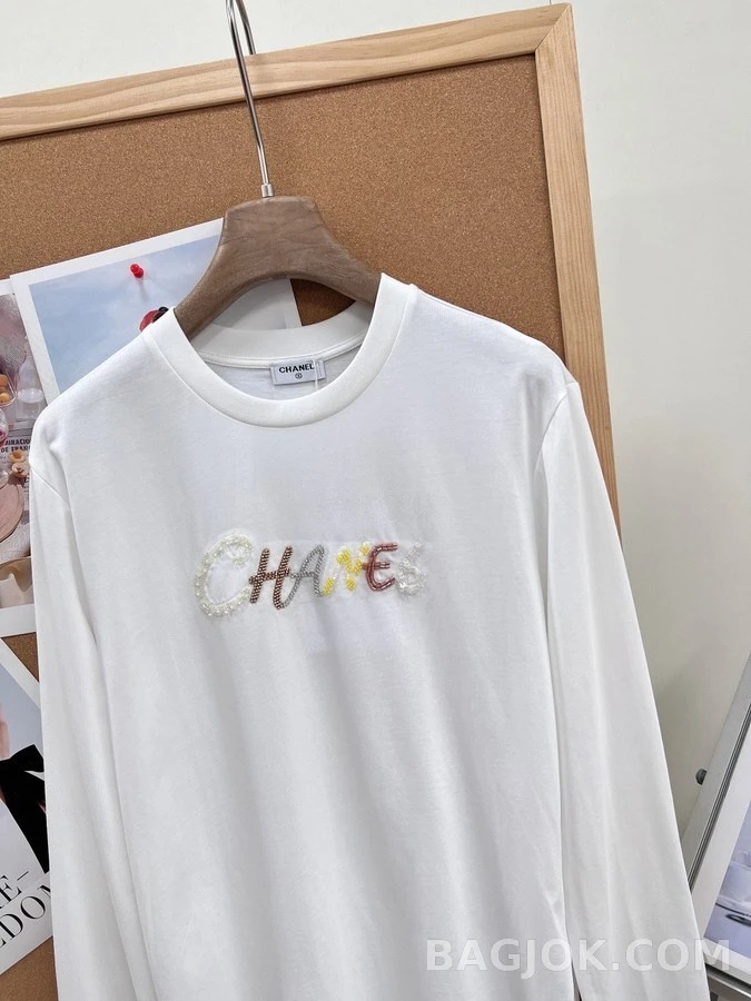 샤넬 샤넬 컬러 진주 자수 긴팔 티셔츠 상세 이미지