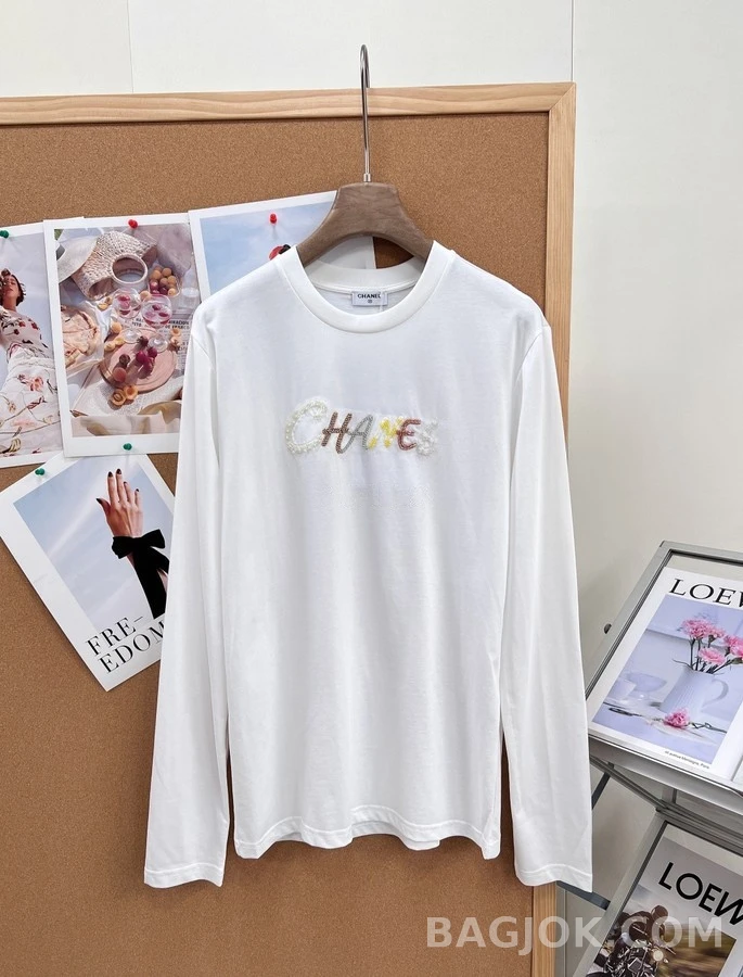 샤넬 샤넬 컬러 진주 자수 긴팔 티셔츠 상세 이미지