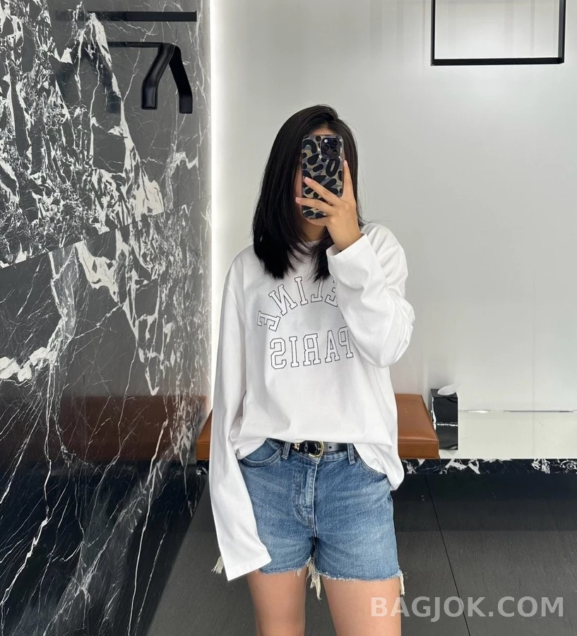 셀린느 셀린느 아치 레터링 긴팔 티셔츠 상세 이미지