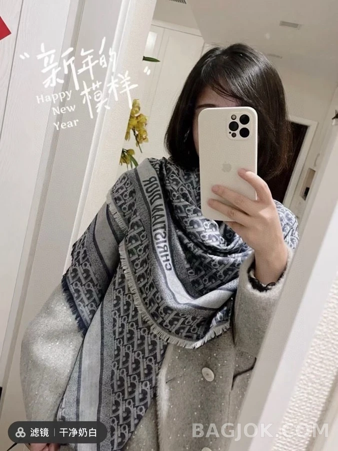 디올 디올 오블리크 레터링 자카드 머플러 상세 이미지