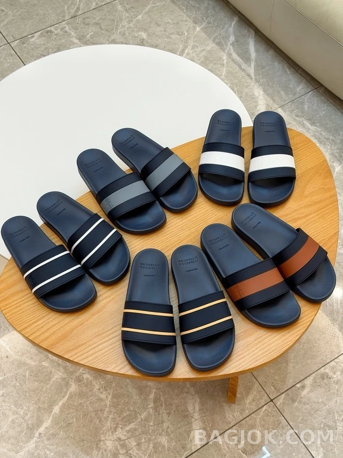 브루넬로 쿠치넬리 브루넬로 쿠치넬리 스트라이프 슬라이드 샌들 상세 이미지