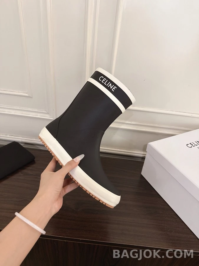 셀린느 셀린느 스트라이프 레터링 미들 레인부츠 상세 이미지
