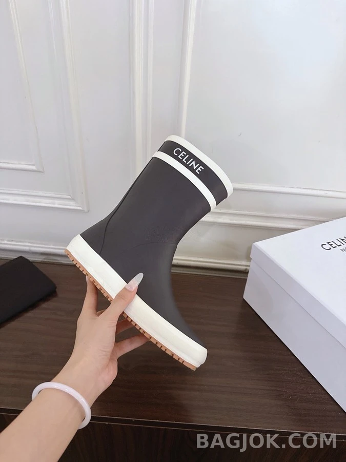 셀린느 셀린느 스트라이프 레터링 미들 레인부츠 상세 이미지