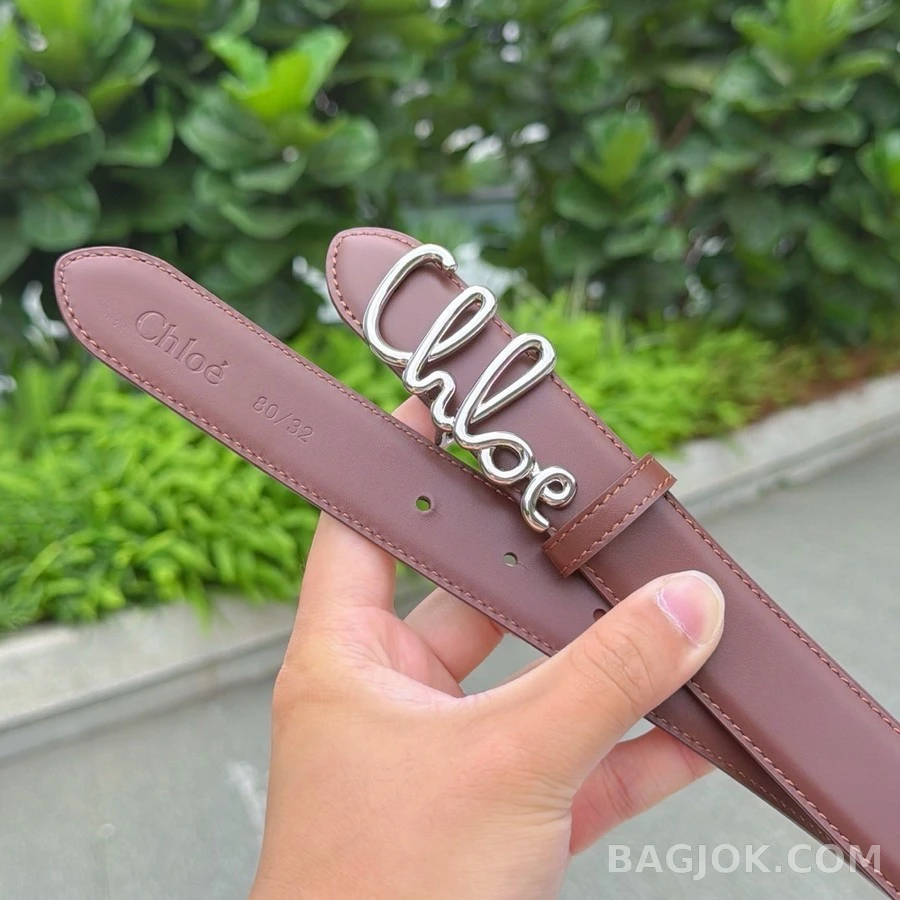 끌로에 끌로에 레터링 로고 레더 벨트 상세 이미지