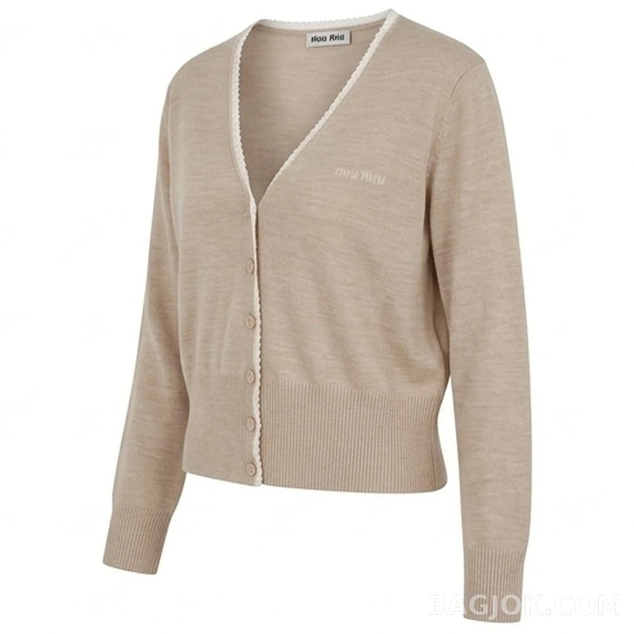 미우미우 미우미우 레이스 트리밍 브이넥 가디건 상세 이미지