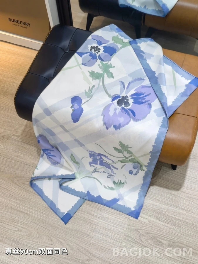 버버리 버버리 수채화 플라워 격자무늬 스카프 상세 이미지