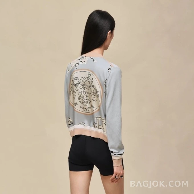 에르메스 에르메스 마차 프린트 실크 울 가디건 상세 이미지