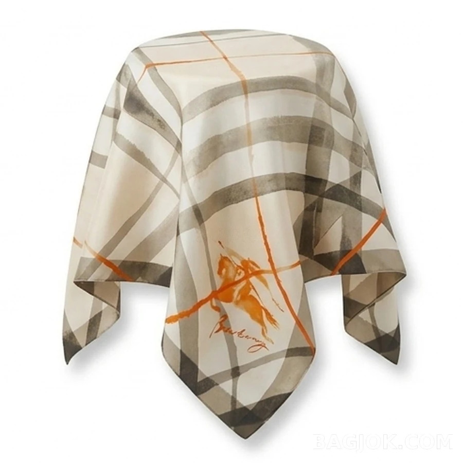 버버리 버버리 수채화 체크 실크 스카프 상세 이미지