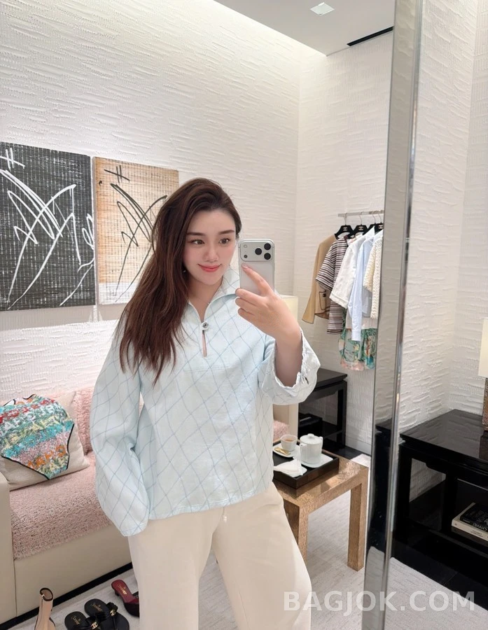 샤넬 샤넬 퀼팅 폴로넥 데님 셔츠 상세 이미지