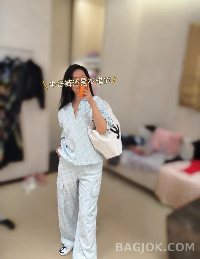 샤넬 샤넬 퀼팅 폴로넥 데님 셔츠 상세 이미지