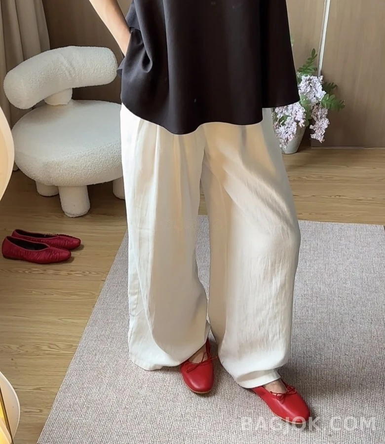 더로우 더로우 리본 셔링 발레 플랫 상세 이미지