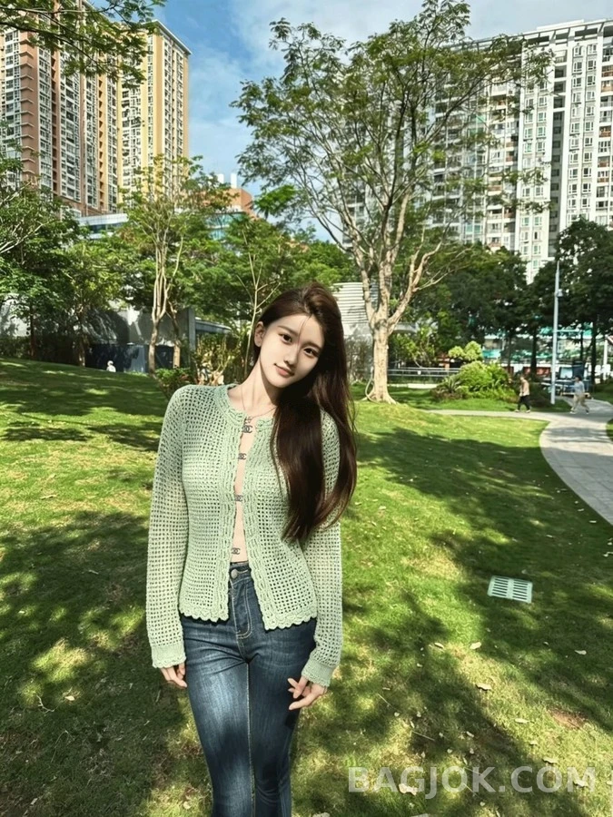 샤넬 샤넬 메쉬 펀칭 니트 가디건 상세 이미지