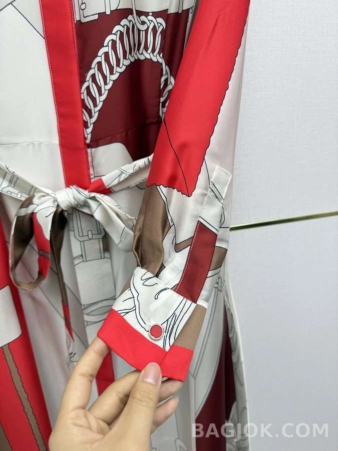 에르메스 에르메스 승마 패턴 실크 롱 원피스 상세 이미지