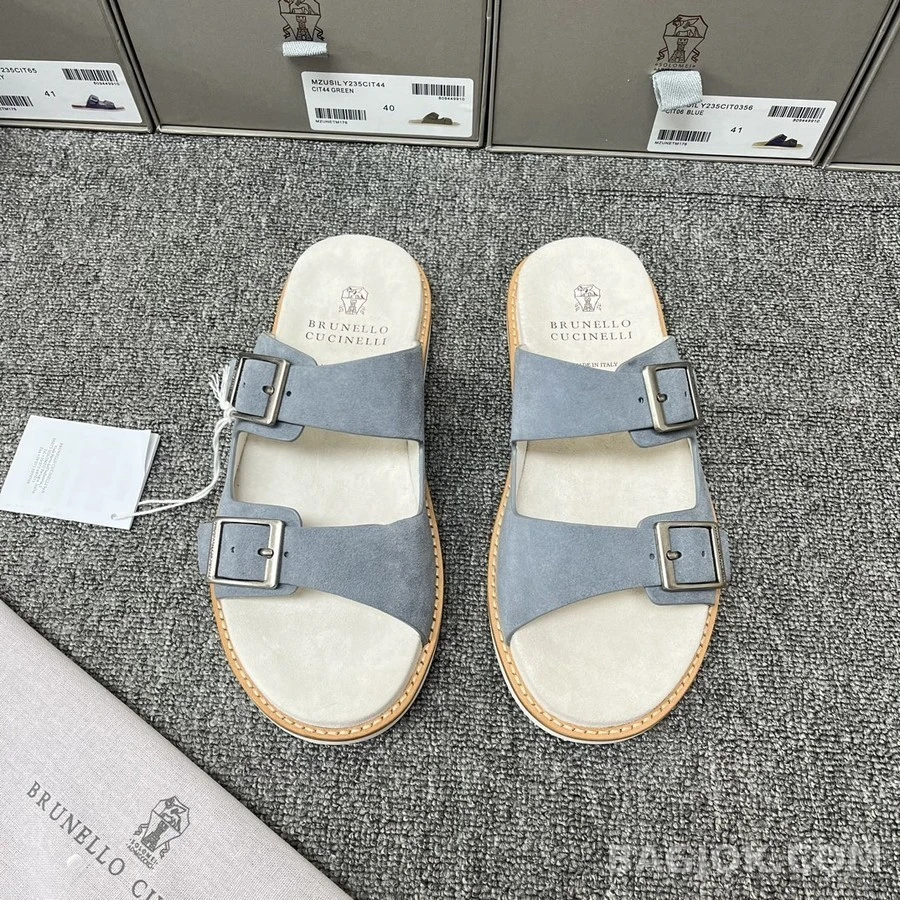브루넬로 쿠치넬리 브루넬로 쿠치넬리 스웨이드 버클 샌들 상세 이미지