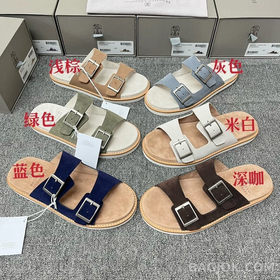 브루넬로 쿠치넬리 브루넬로 쿠치넬리 스웨이드 버클 샌들 상세 이미지