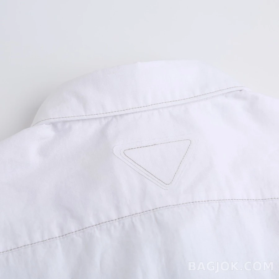 프라다 프라다 자수 샴브레이 셔츠 상세 이미지