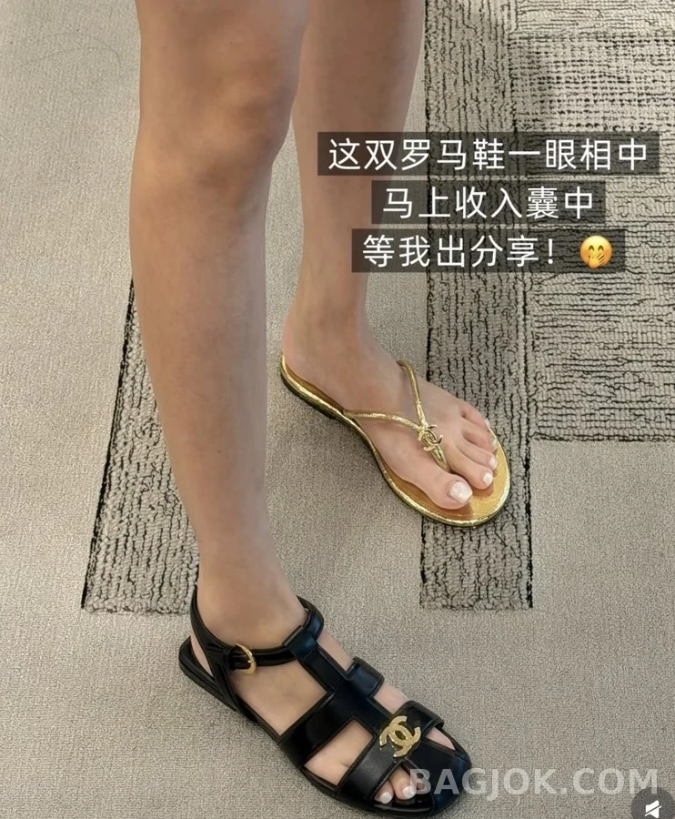 샤넬 샤넬 로고 로마 스트랩 샌들 상세 이미지