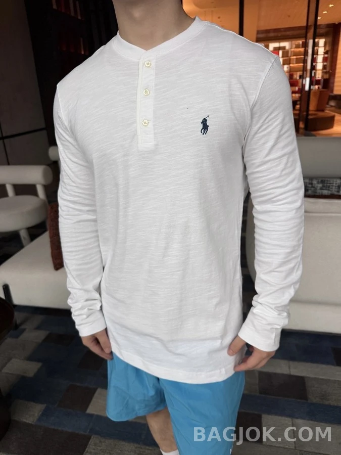 폴로 랄프 로렌 폴로 랄프 로렌 자수 헨리넥 긴팔 티셔츠 상세 이미지