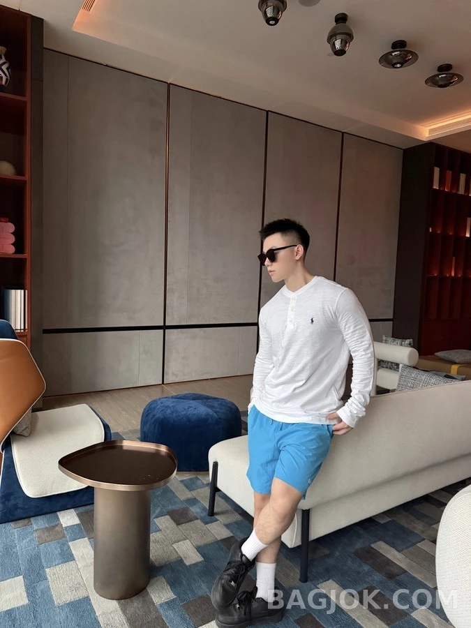 폴로 랄프 로렌 폴로 랄프 로렌 자수 헨리넥 긴팔 티셔츠 상세 이미지