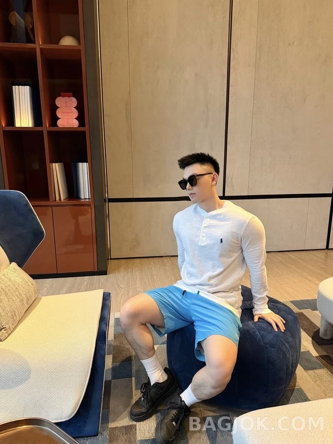 폴로 랄프 로렌 폴로 랄프 로렌 자수 헨리넥 긴팔 티셔츠 상세 이미지