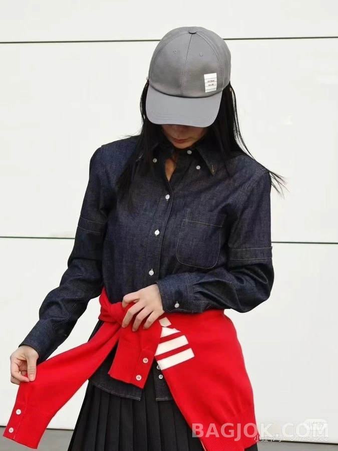 톰브라운 톰브라운 데님 슬리브 탭 셔츠 상세 이미지