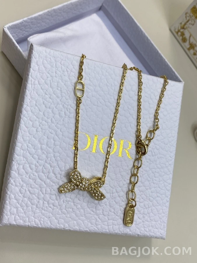 디올 디올 풀 다이아몬드 보우 목걸이 상세 이미지