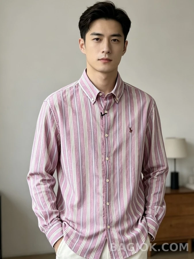 폴로 랄프 로렌 폴로 랄프 로렌 로고 스트라이프 버튼다운 셔츠 상세 이미지