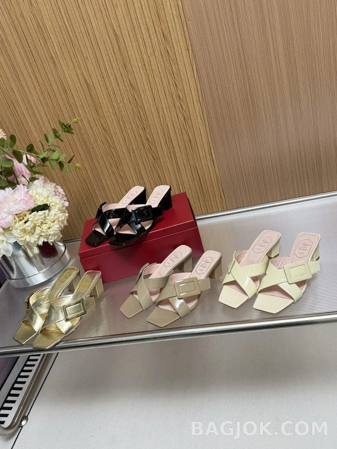 로저 비비에 로저비비에 스퀘어 버클 블록힐 뮬 상세 이미지