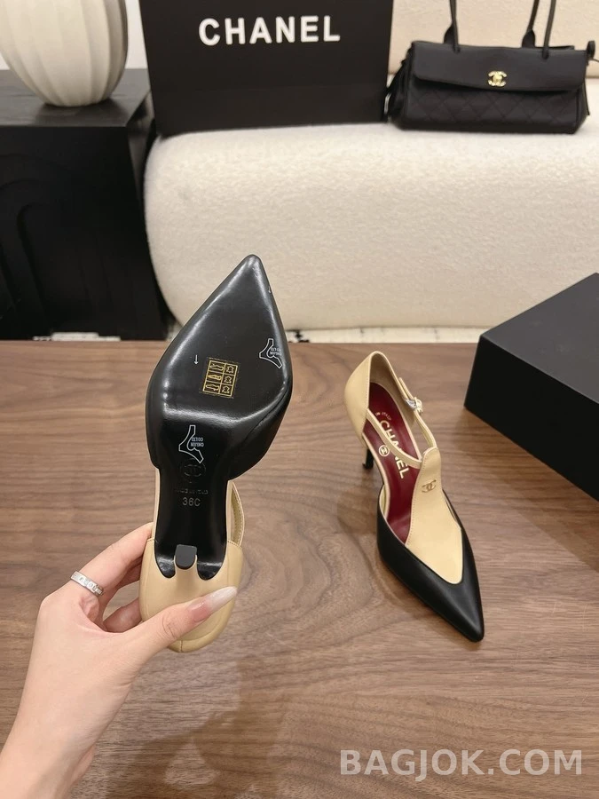샤넬 샤넬 T-스트랩 배색 힐 상세 이미지