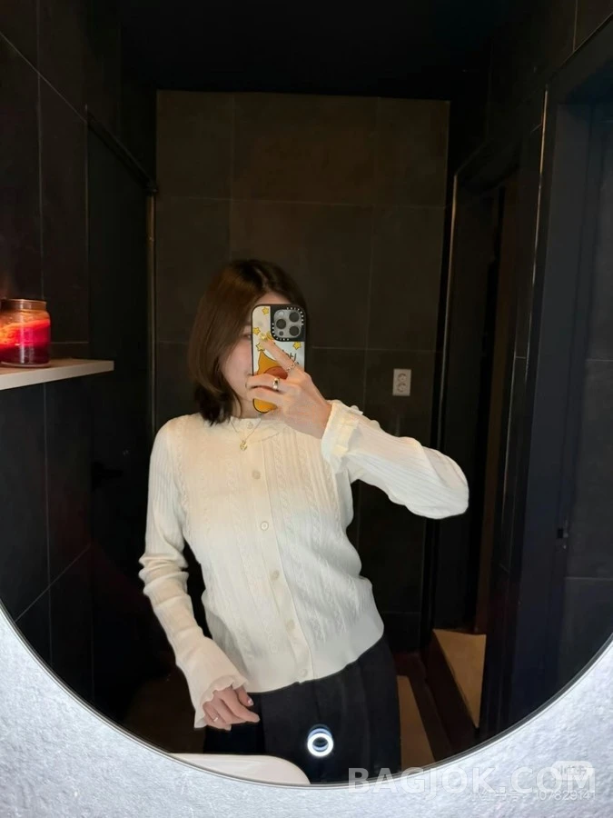 에르메스 에르메스 레이스 프릴 골지 가디건 상세 이미지