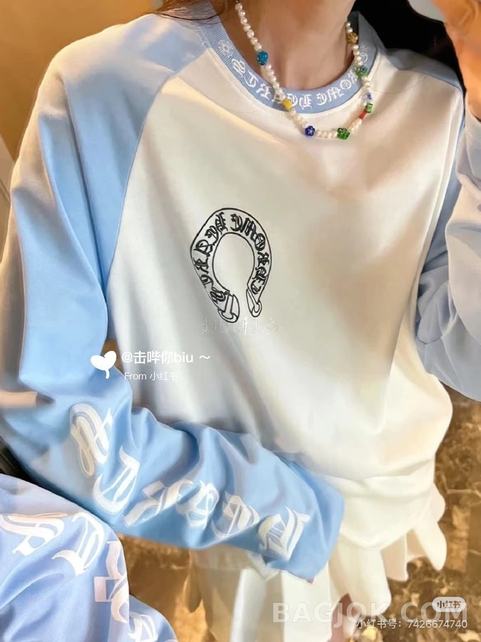 크롬하츠 크롬하츠 컬러블록 로고 긴팔 티셔츠 상세 이미지