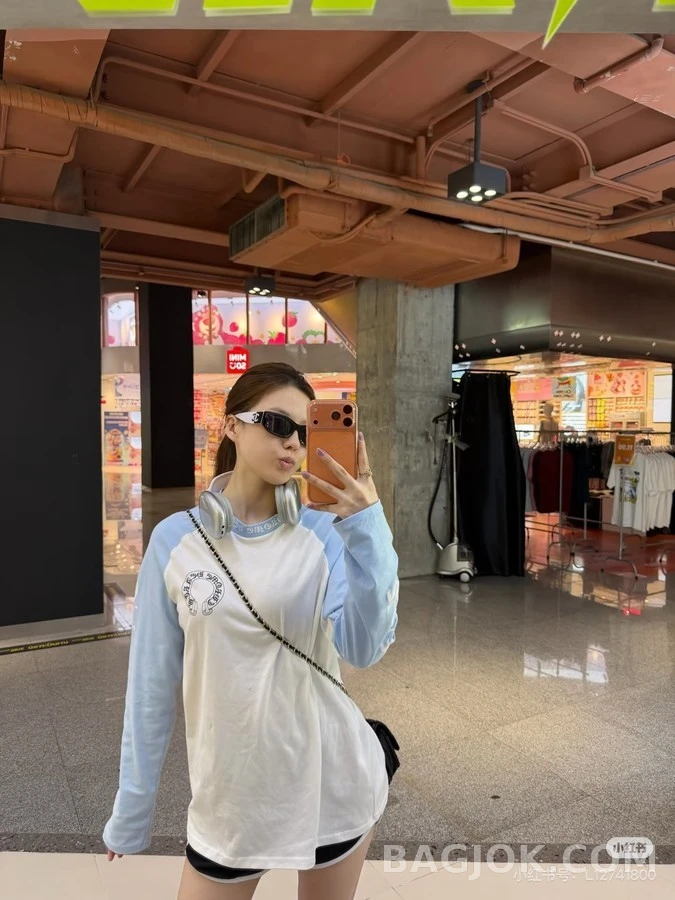 크롬하츠 크롬하츠 컬러블록 로고 긴팔 티셔츠 상세 이미지