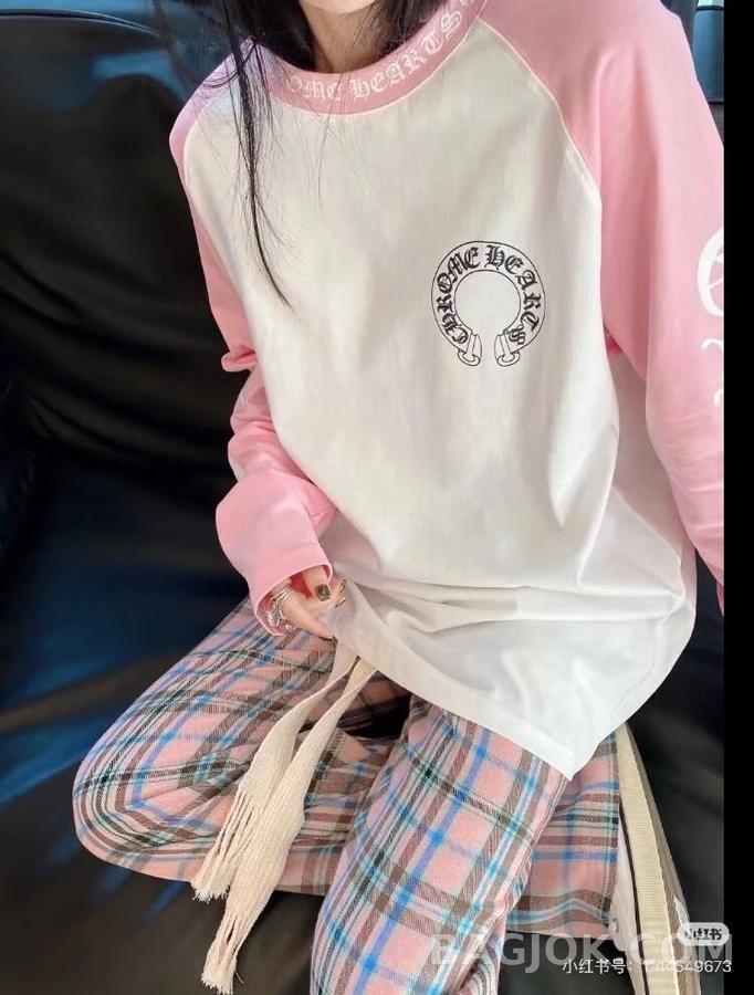 크롬하츠 크롬하츠 배색 래글런 긴팔 티셔츠 상세 이미지
