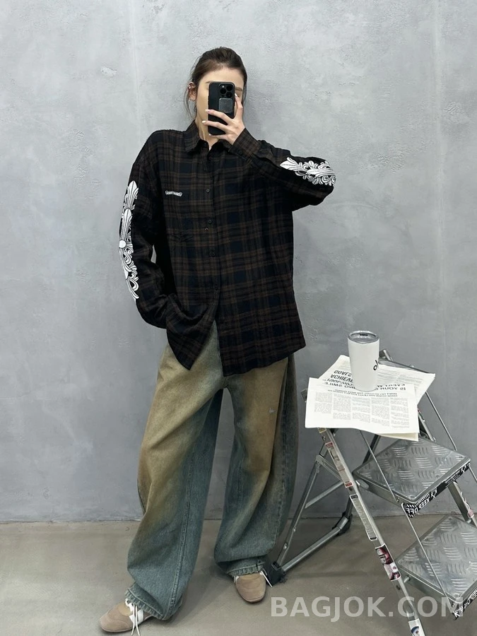 크롬하츠 크롬하츠 패턴 체크 셔츠 상세 이미지