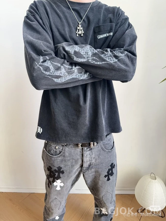 크롬하츠 크롬하츠 팔 불꽃 긴팔 티셔츠 상세 이미지