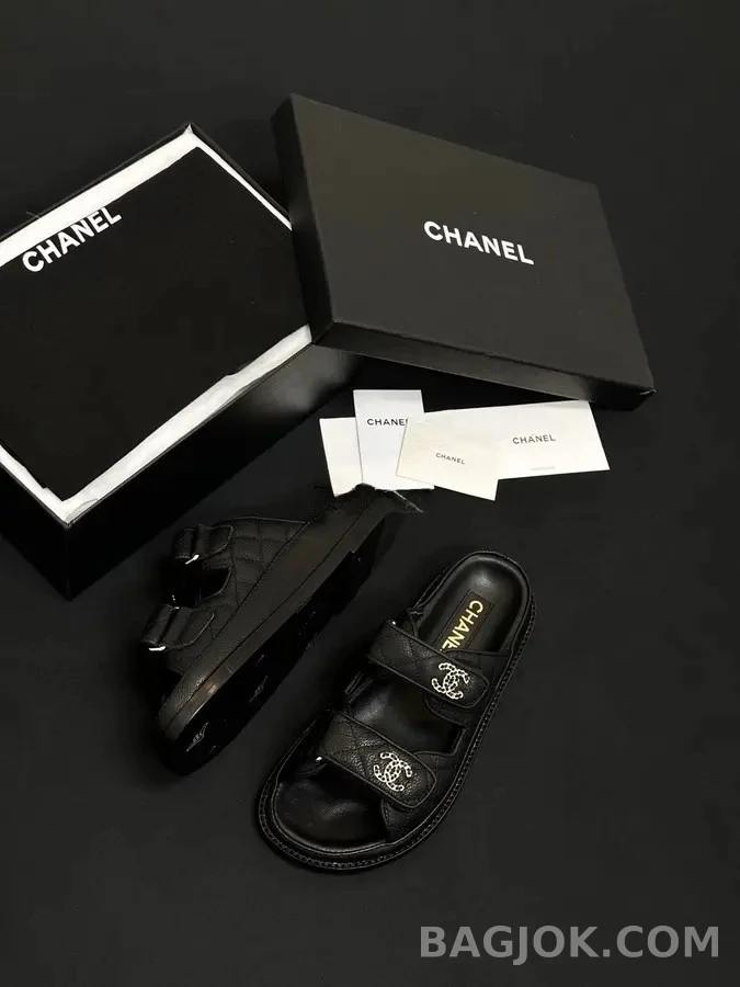 샤넬 샤넬 퀼팅 더블 C 벨크로 뮬 상세 이미지