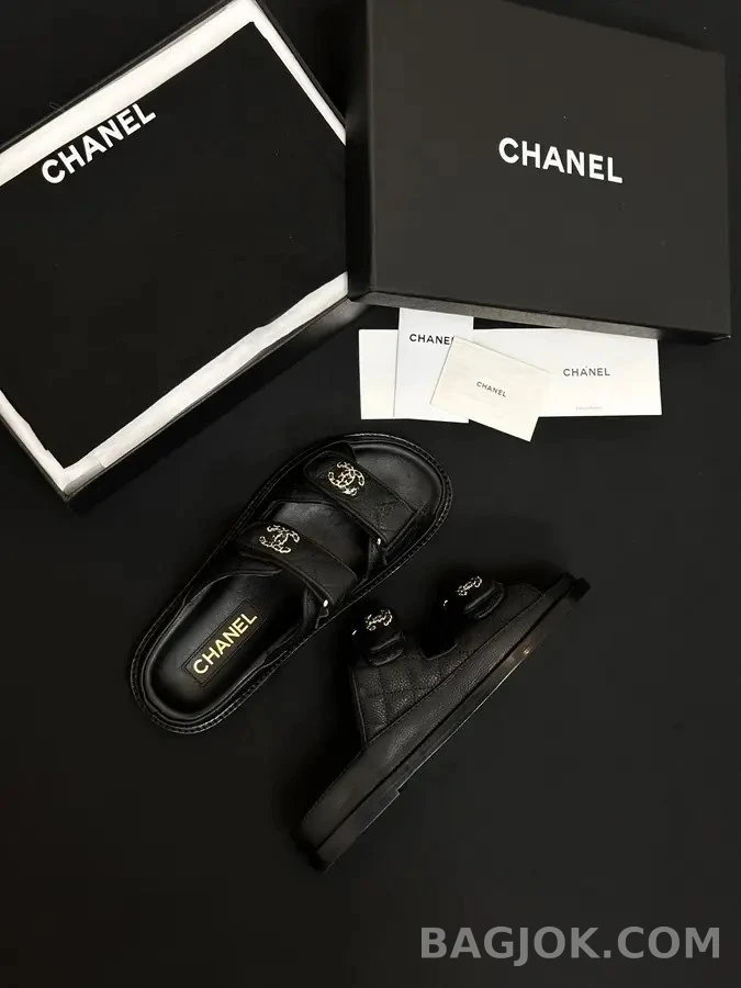 샤넬 샤넬 퀼팅 더블 C 벨크로 뮬 상세 이미지