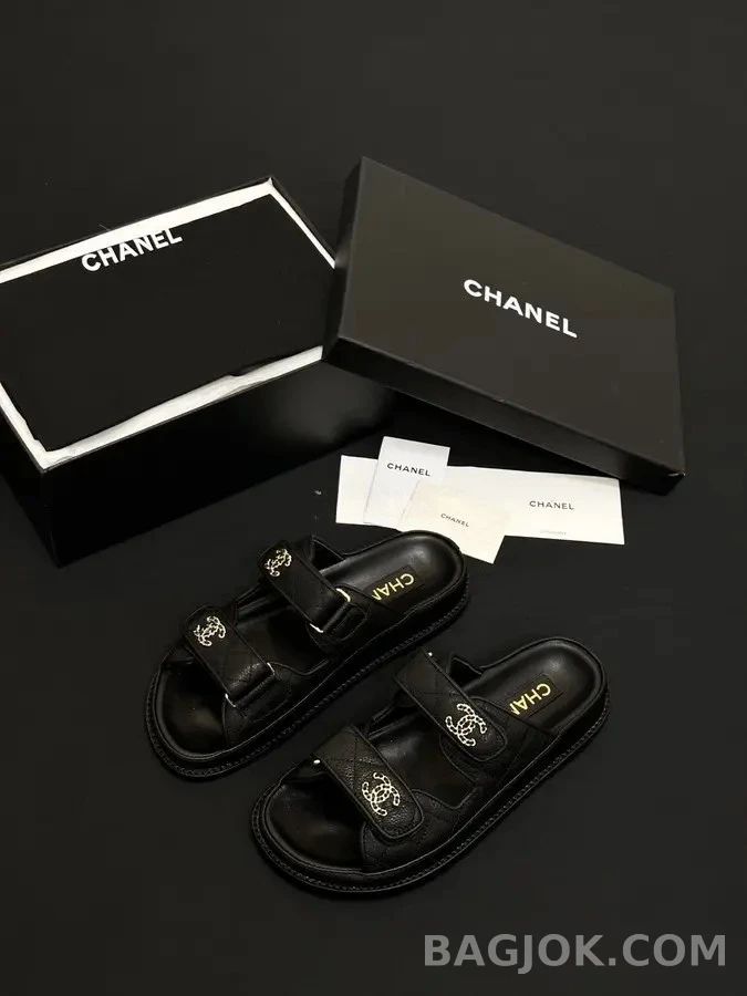샤넬 샤넬 퀼팅 더블 C 벨크로 뮬 상세 이미지