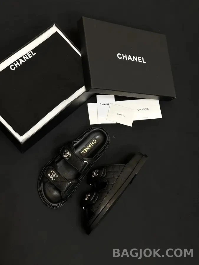 샤넬 샤넬 퀼팅 더블 C 벨크로 뮬 상세 이미지