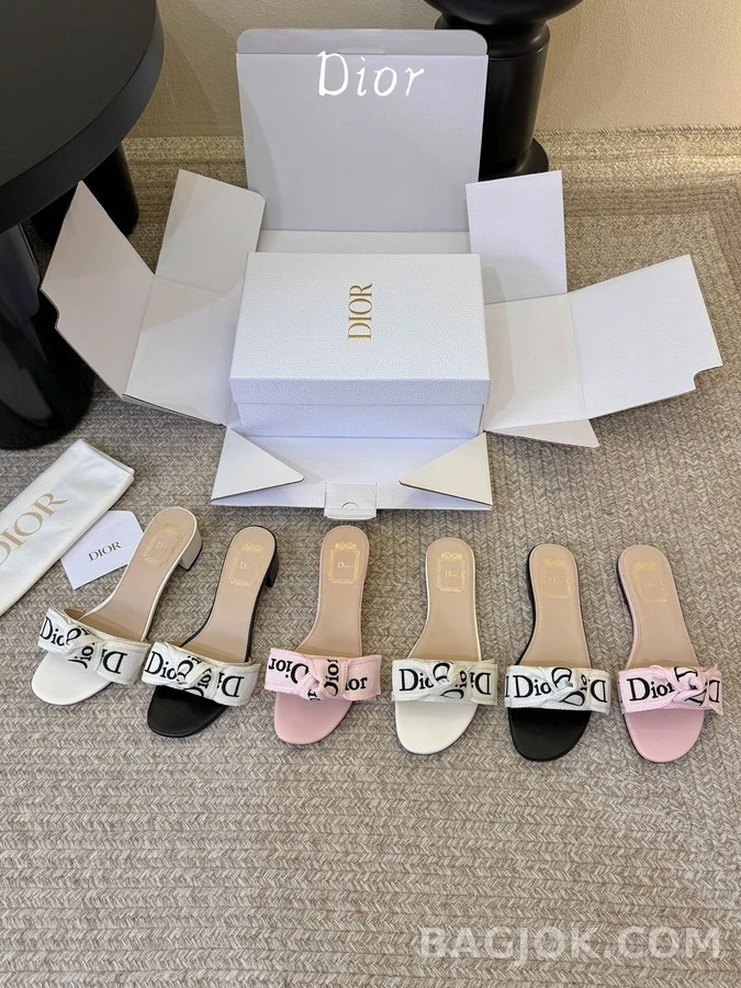 디올 디올 레터링 보우 슬리퍼 상세 이미지