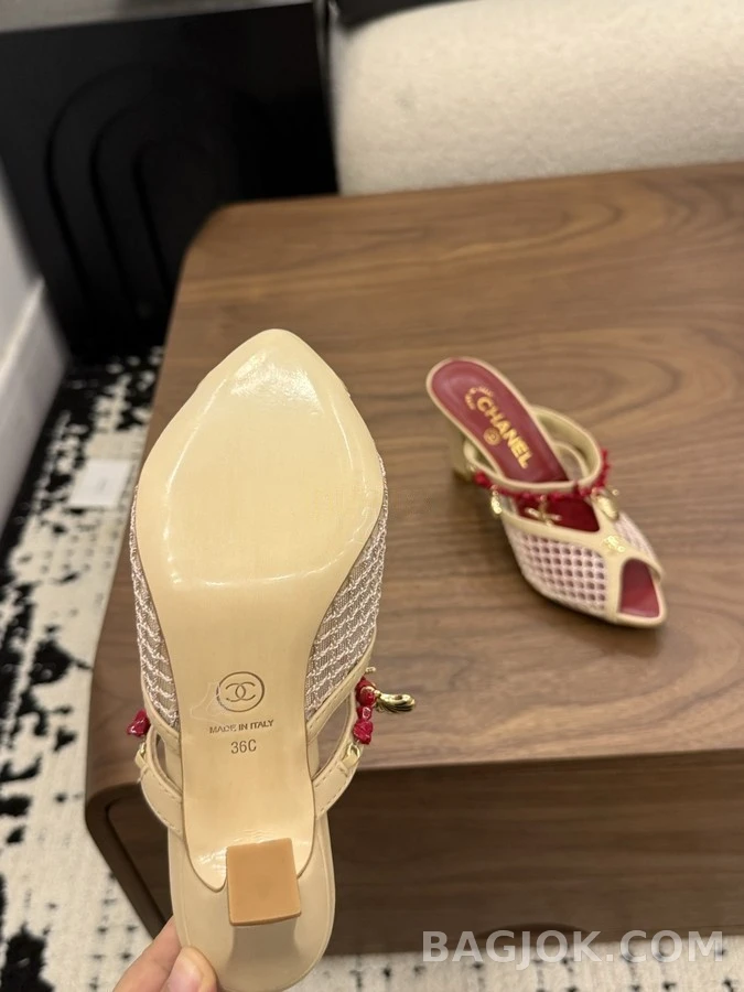 샤넬 샤넬 메쉬 코랄 참 뮬 힐 상세 이미지